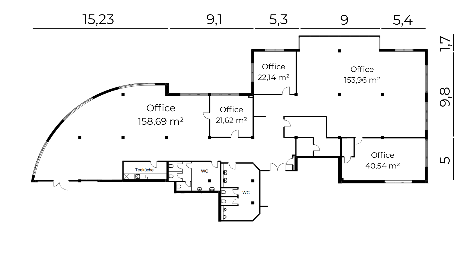 Grundriss Bürofläche 397 m²