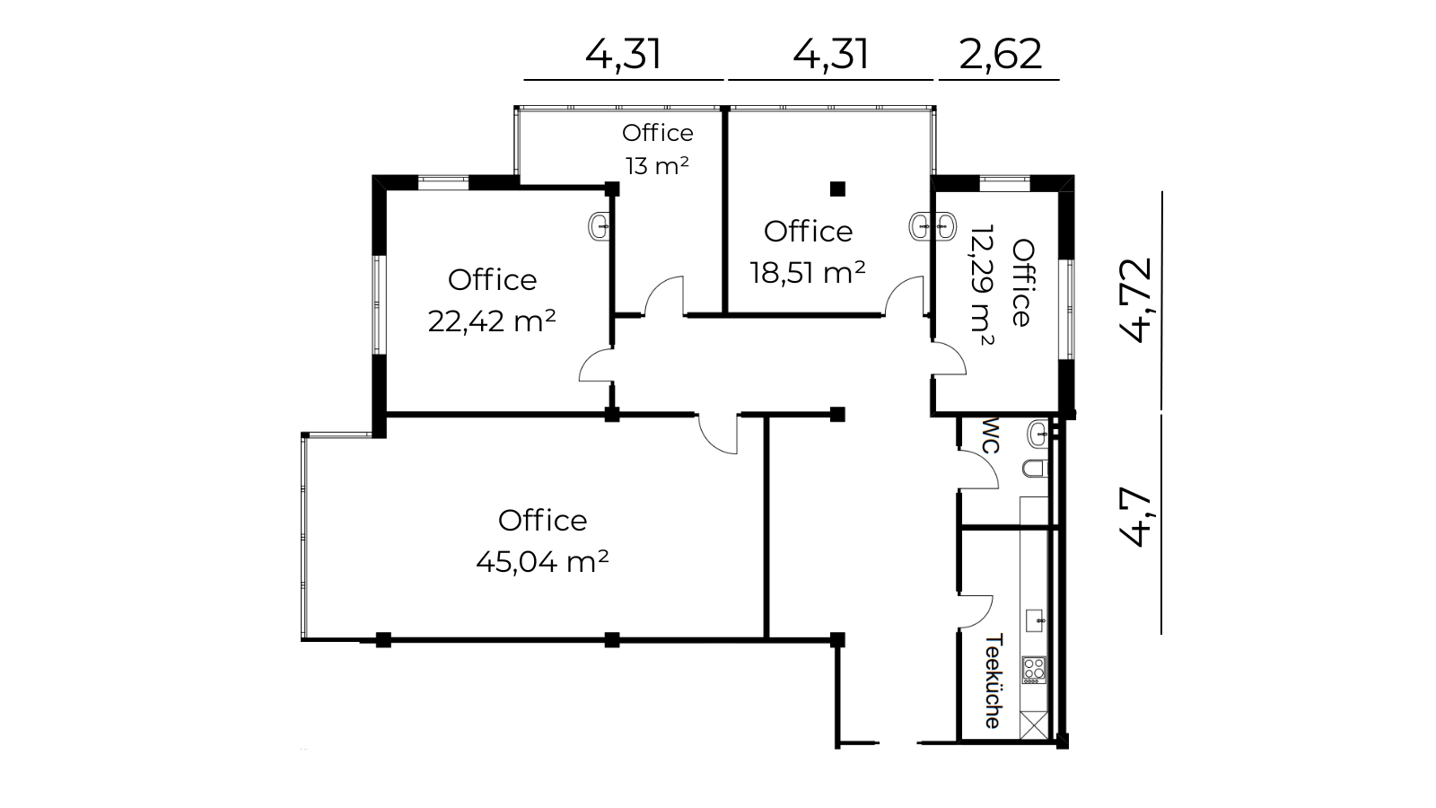 Grundriss Bürofläche 149 m²
