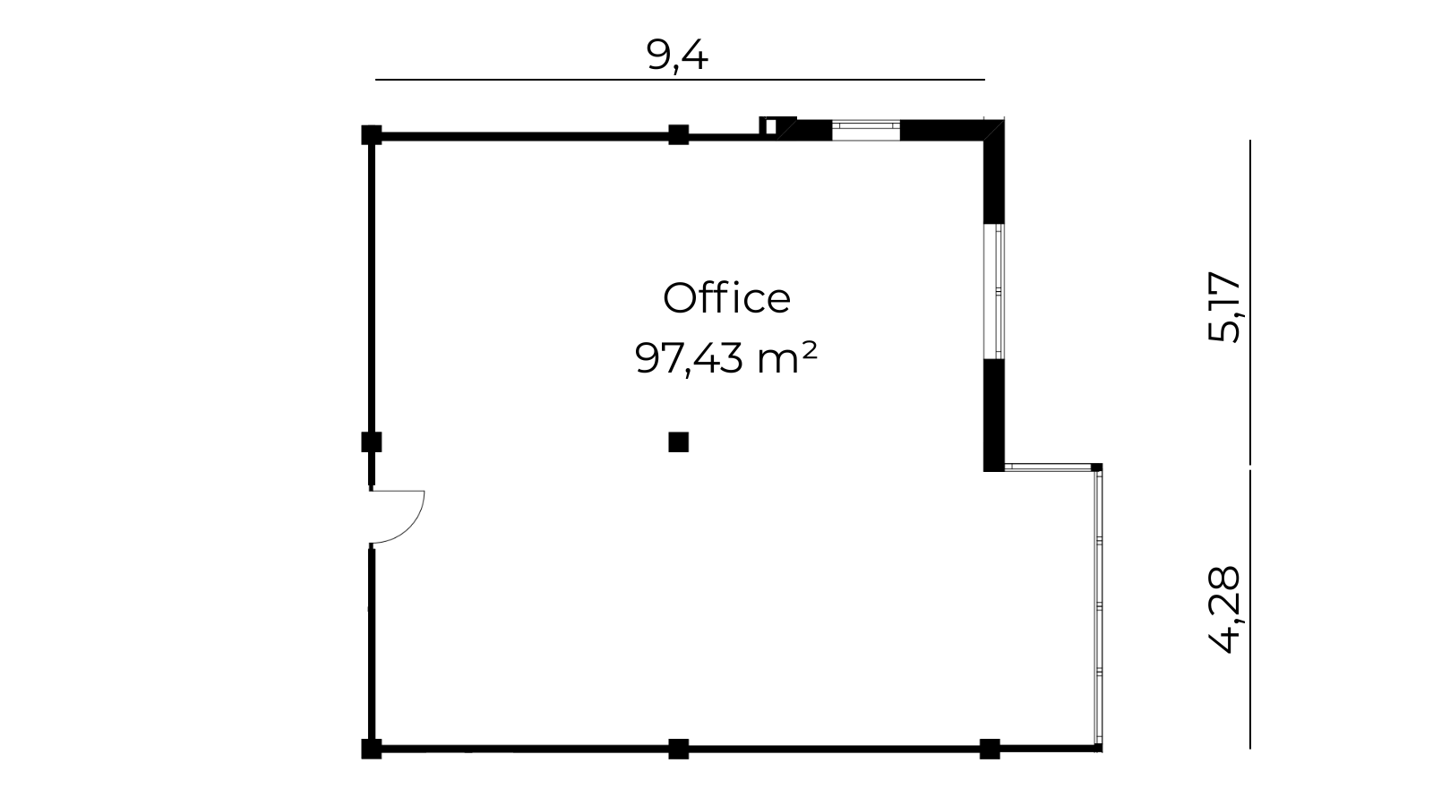 Grundriss Bürofläche 97 m²
