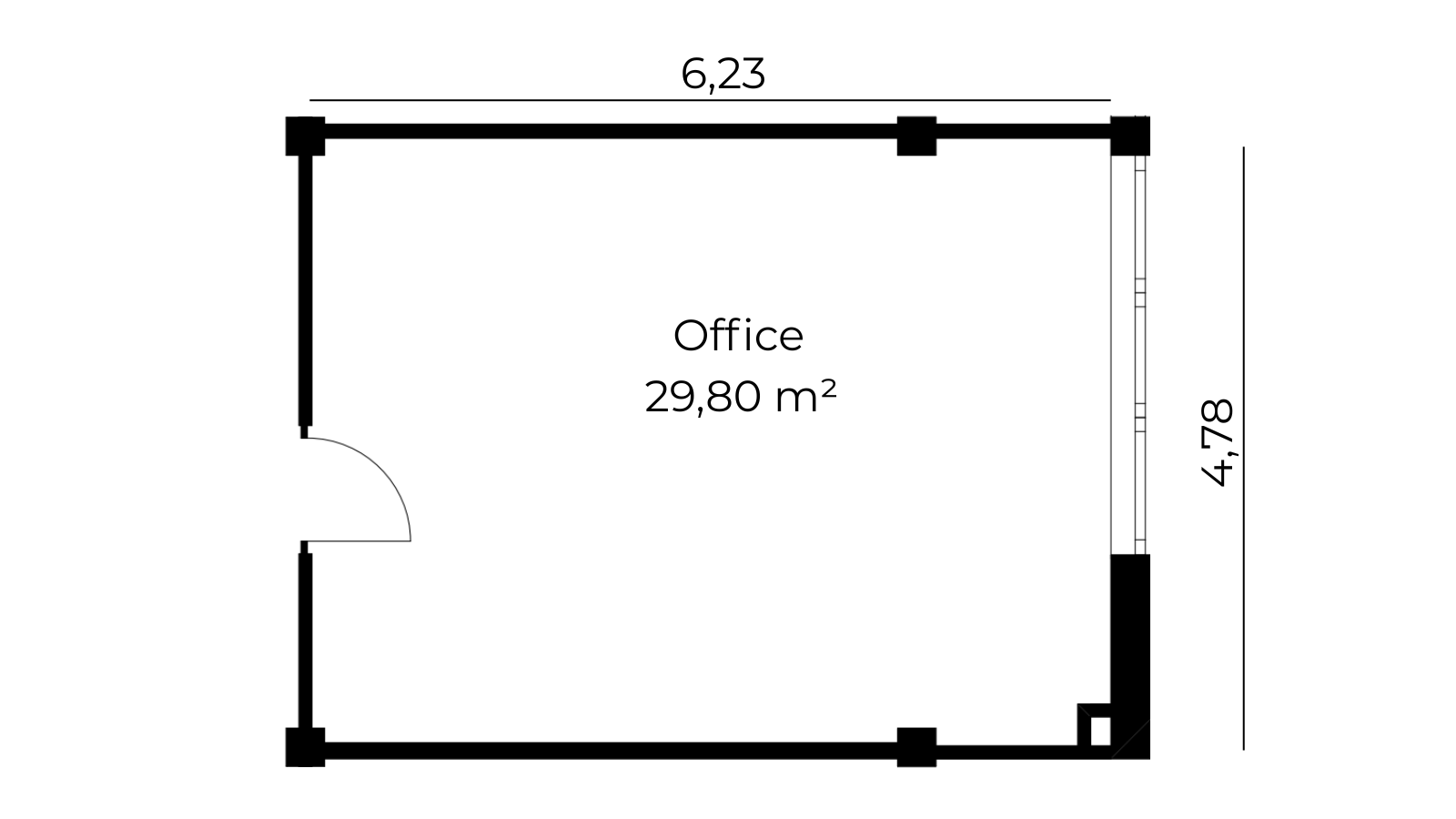 Grundriss Bürofläche 30 m²
