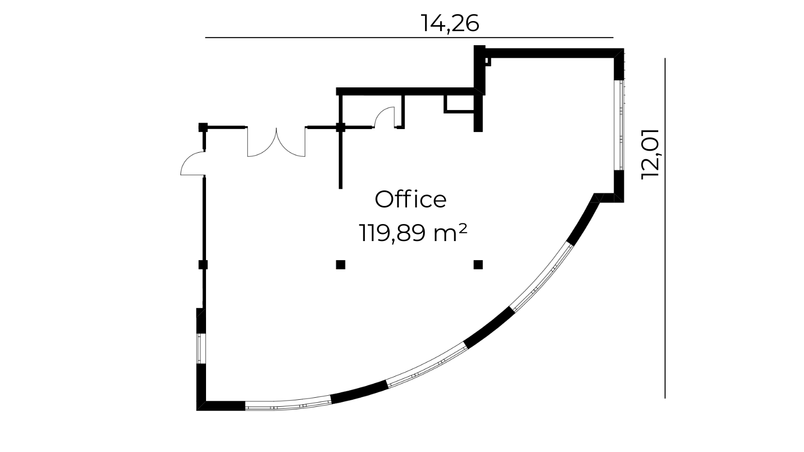 Grundriss Bürofläche 120 m²