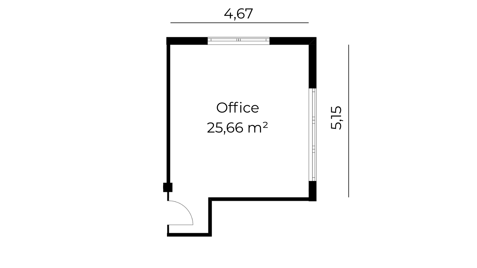 Grundriss Bürofläche 26 m²