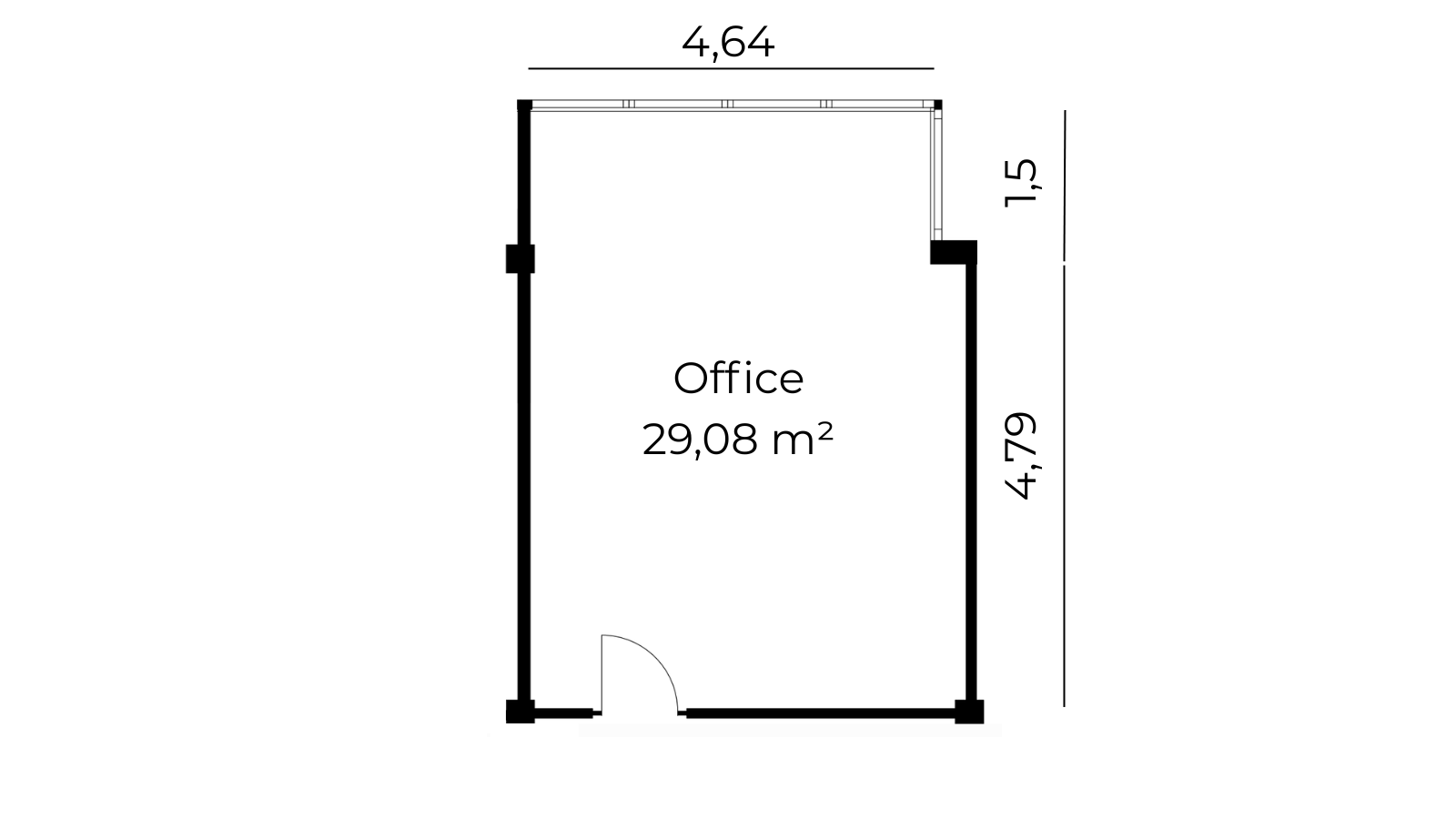 Grundriss Bürofläche 29 m²