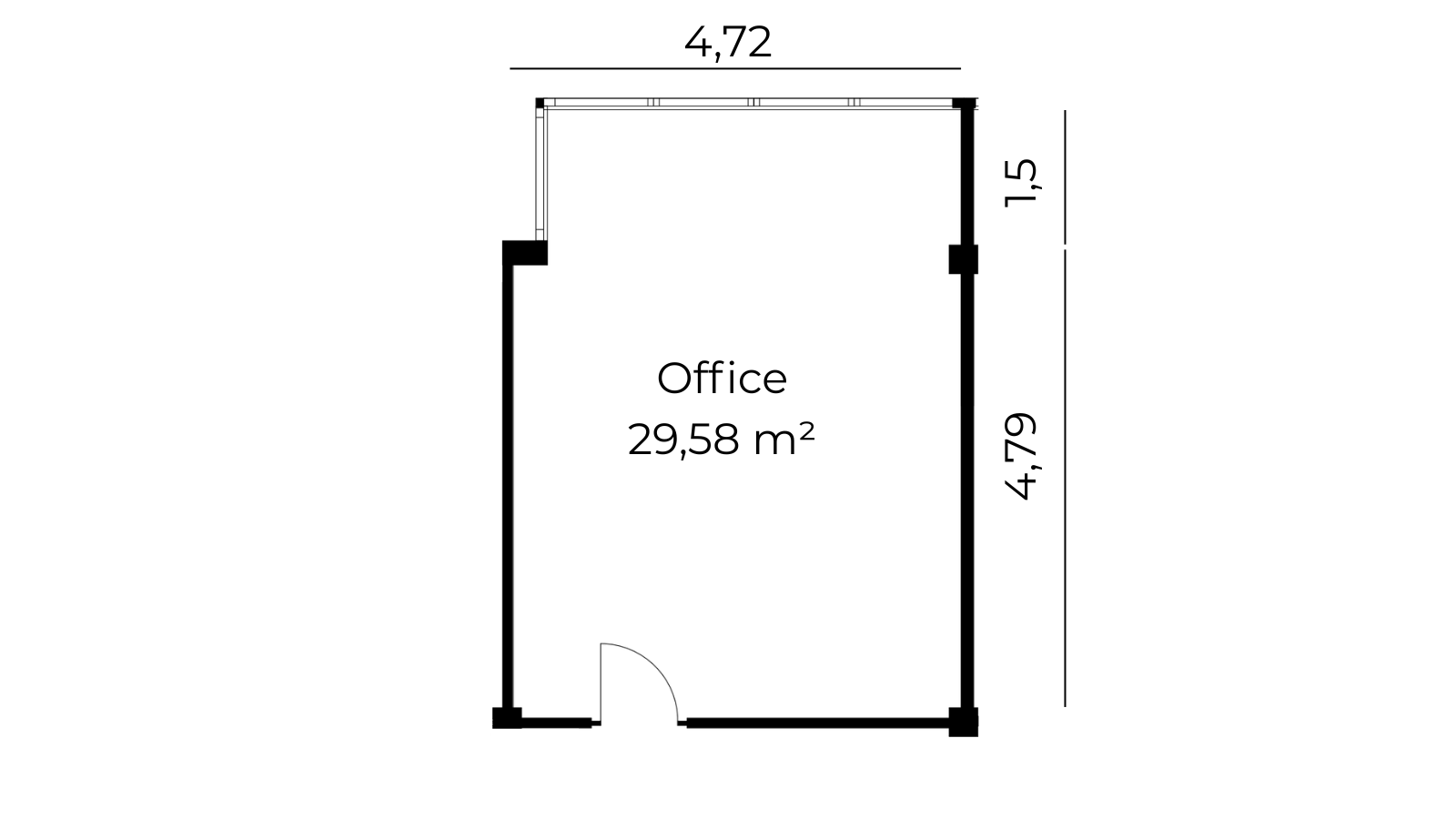 Grundriss Bürofläche 30 m²