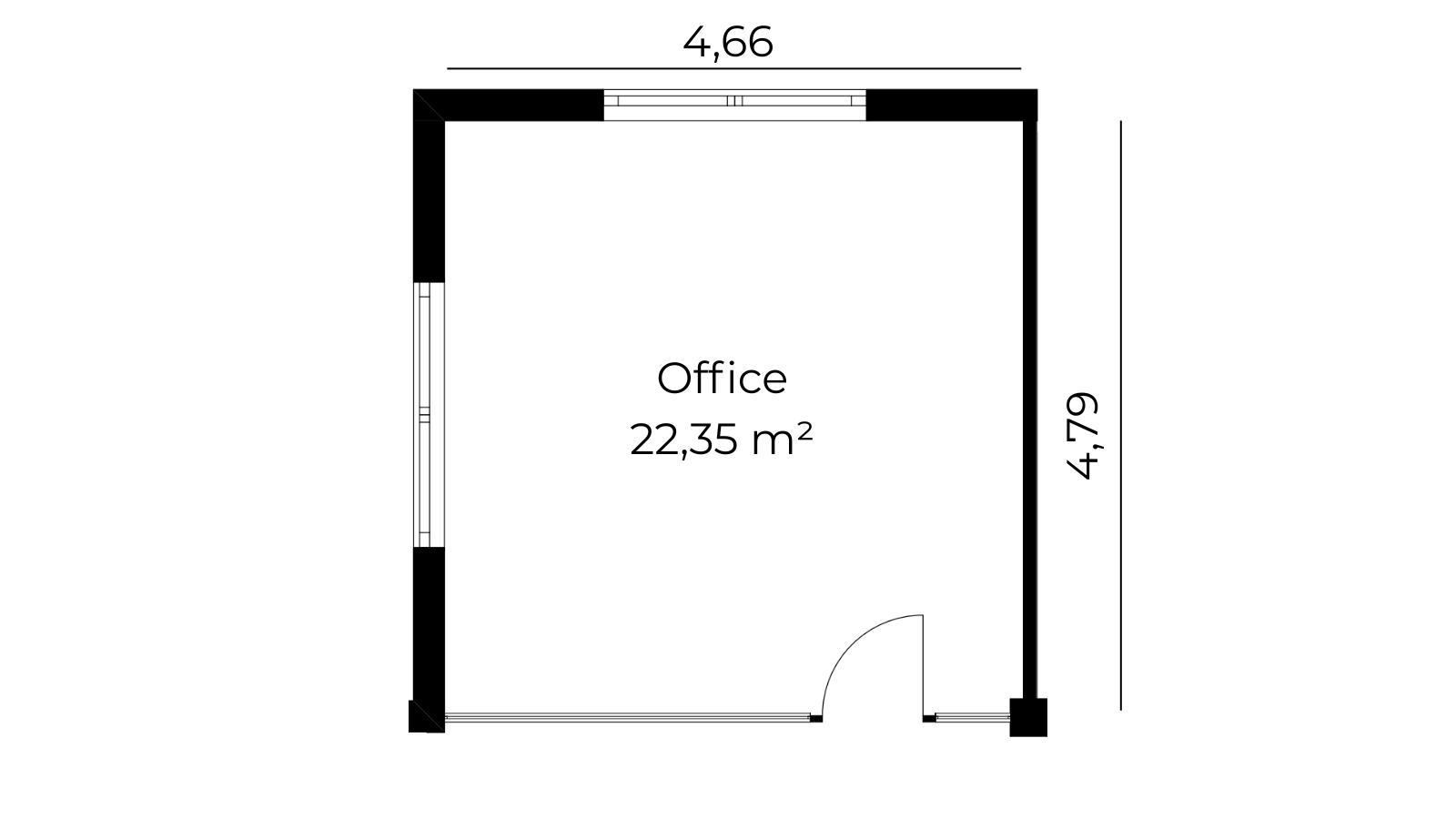 Grundriss Bürofläche 22 m²