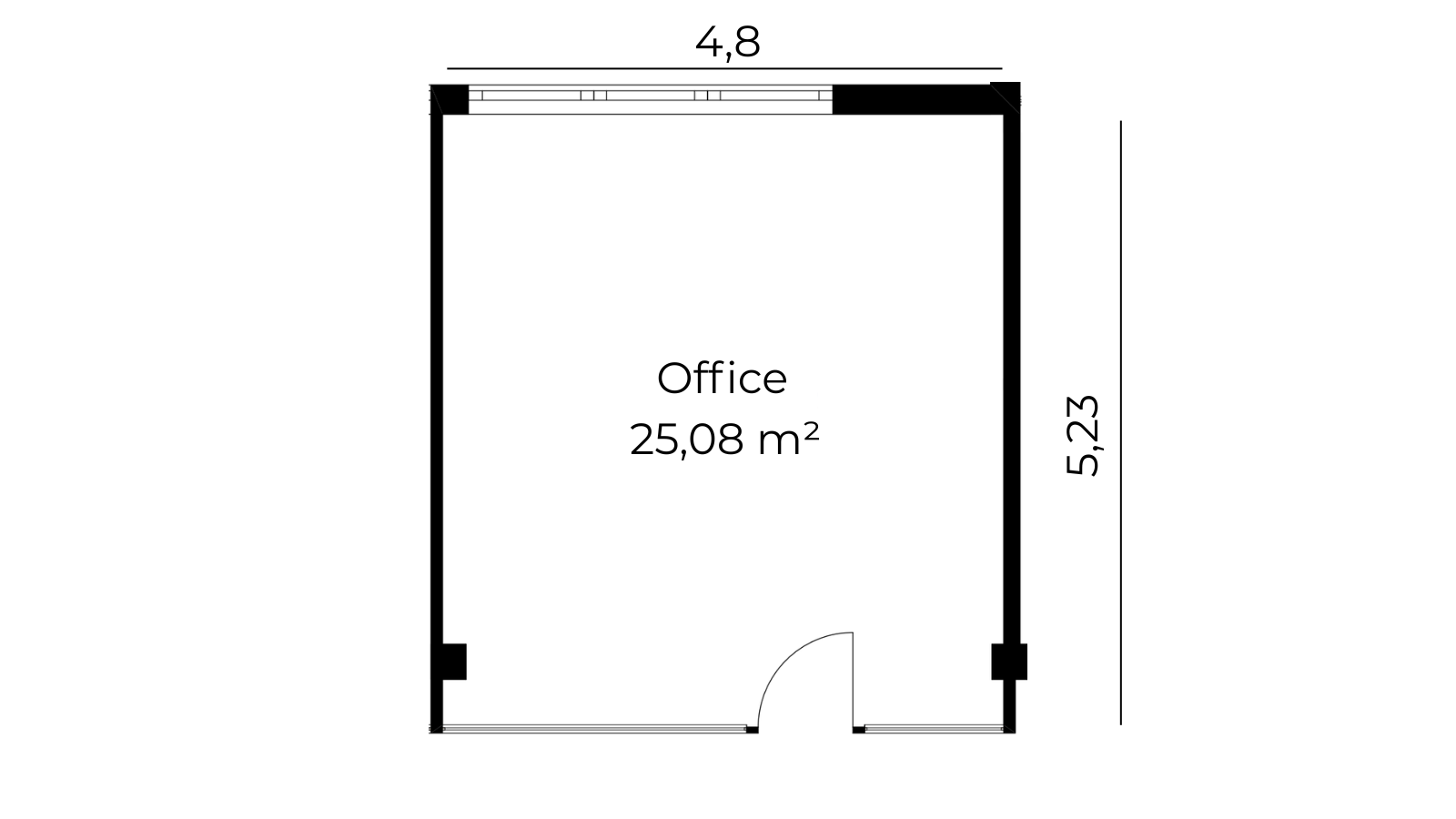Grundriss Bürofläche 25 m²