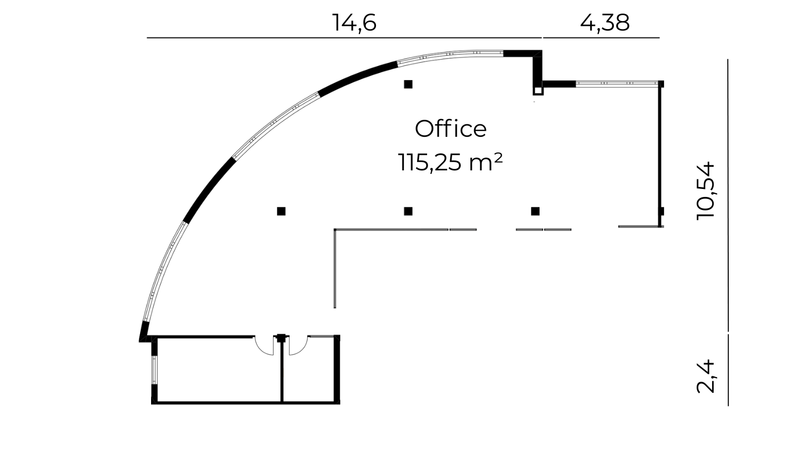 Grundriss Bürofläche 115 m²