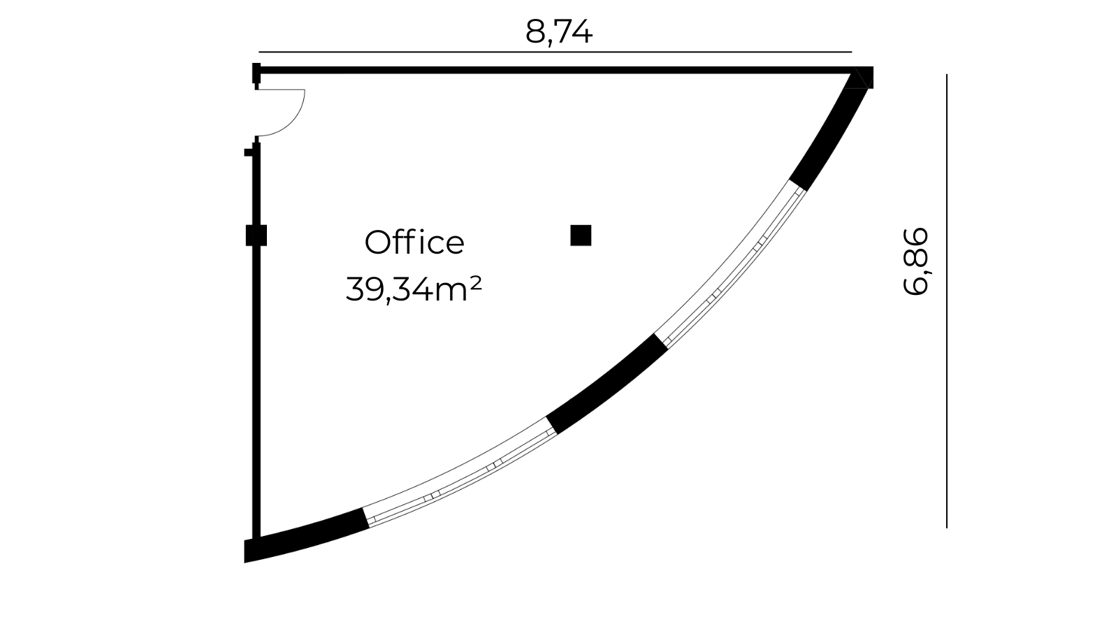 Grundriss Bürofläche 39 m²