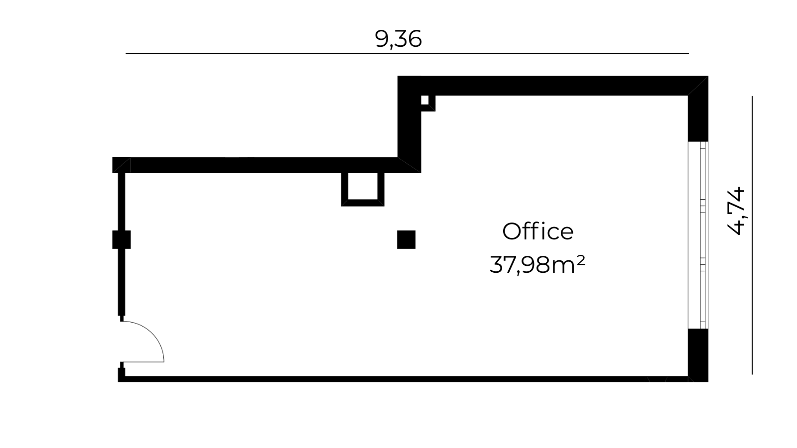 Grundriss Bürofläche 38 m²
