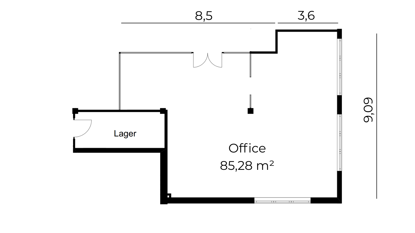 Grundriss Bürofläche 85 m²