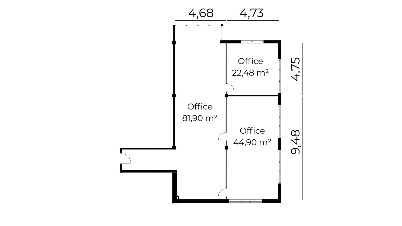 Grundriss Bürofläche 149 m²