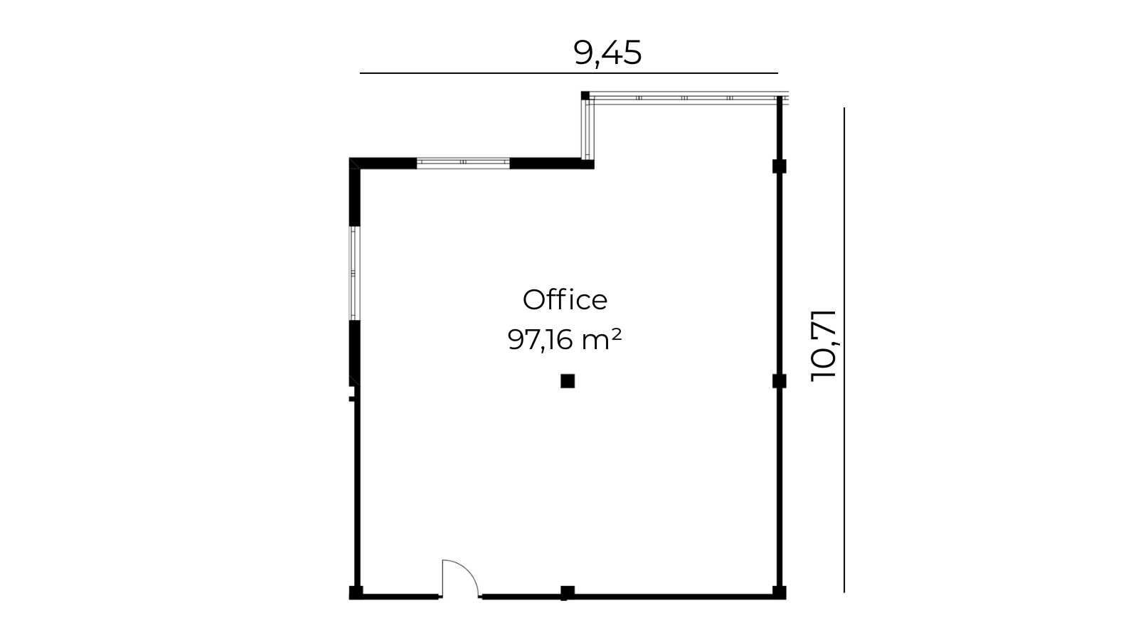 Grundriss Bürofläche 97 m²