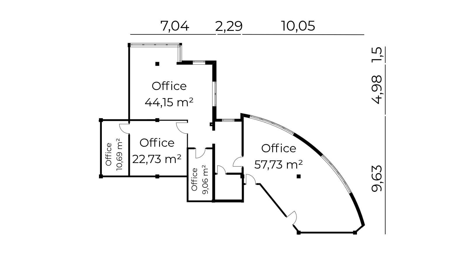 Grundriss Bürofläche 144 m²