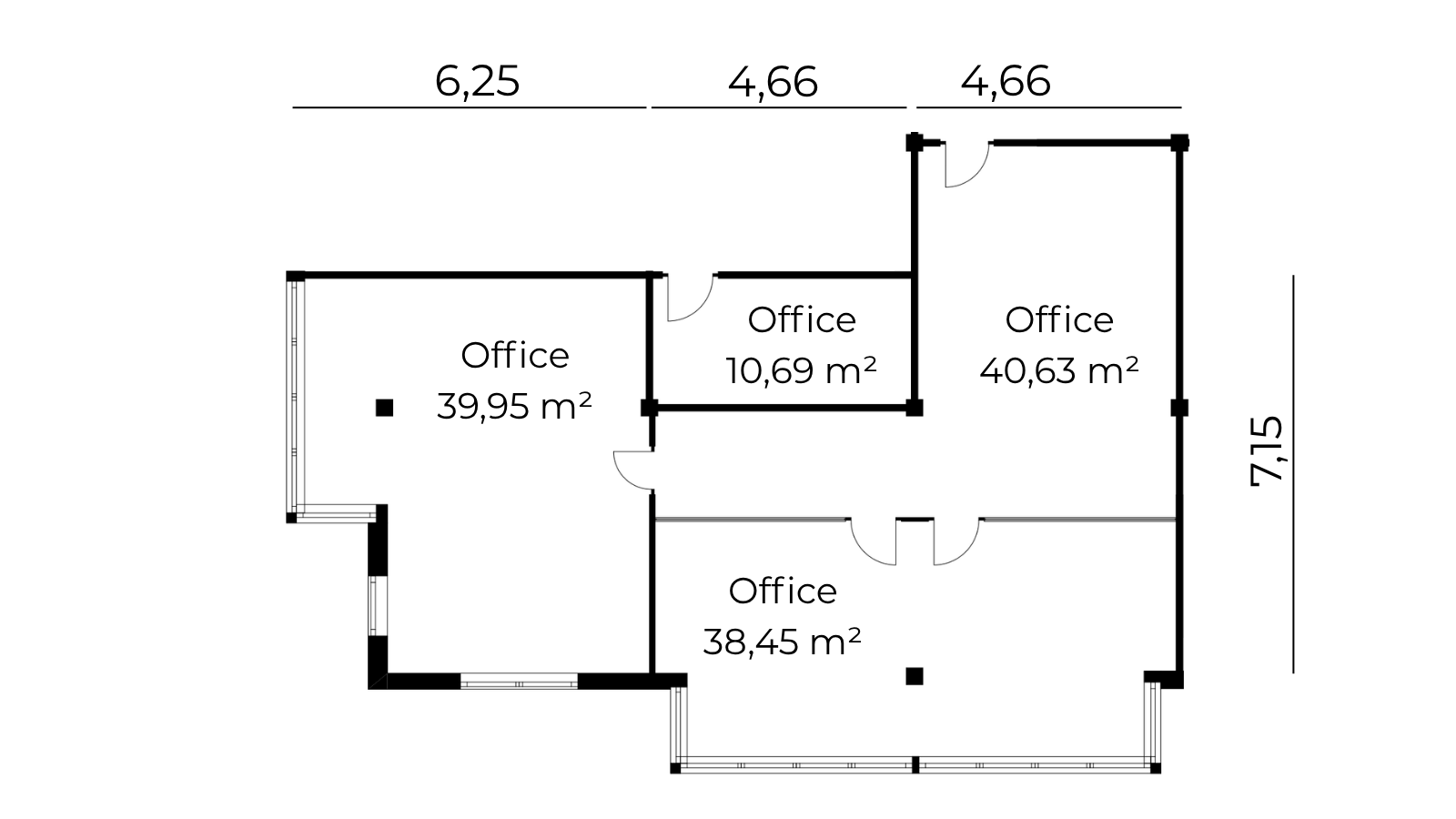 Grundriss Bürofläche 119 m²