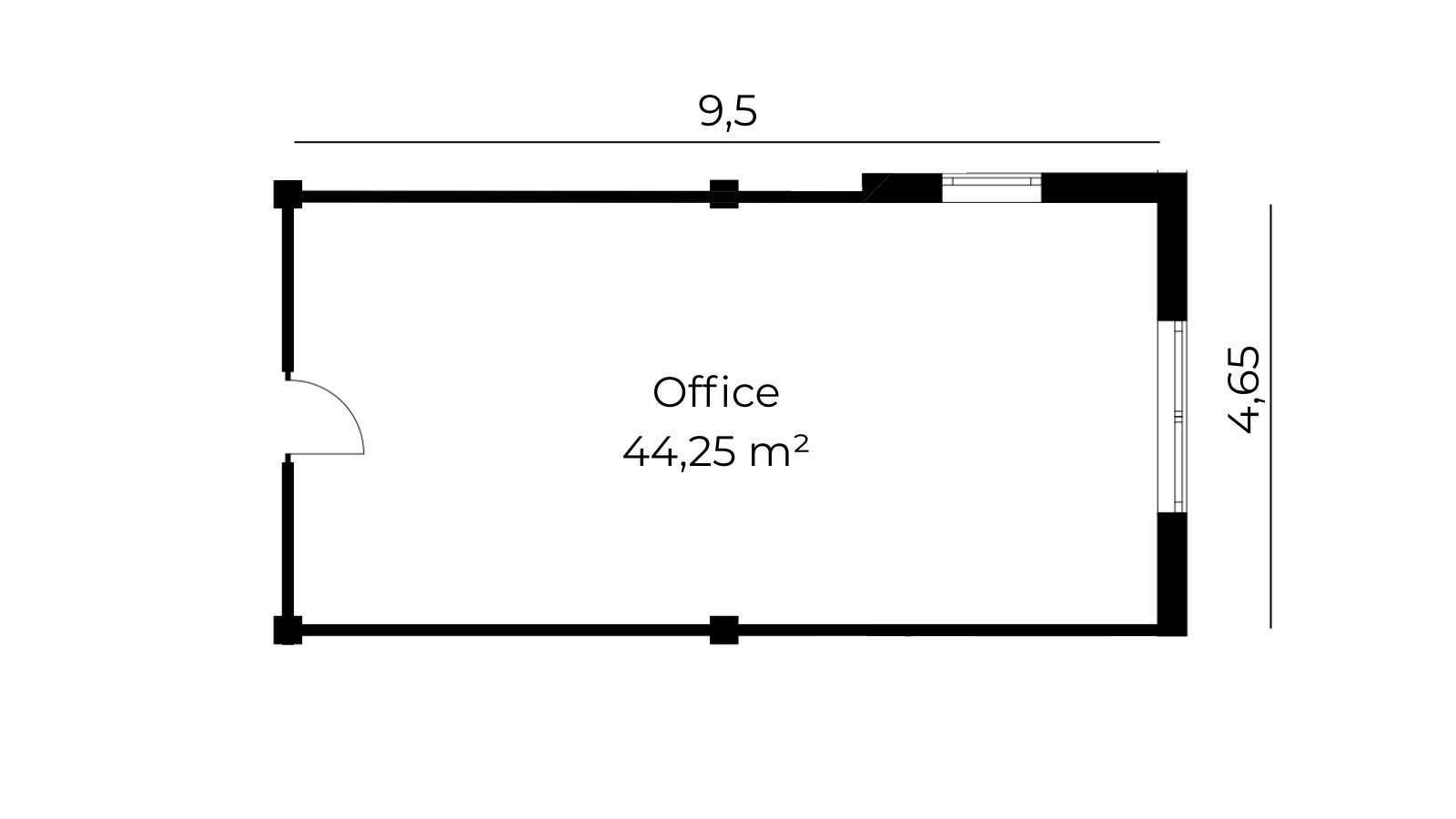 Grundriss Bürofläche 44 m²