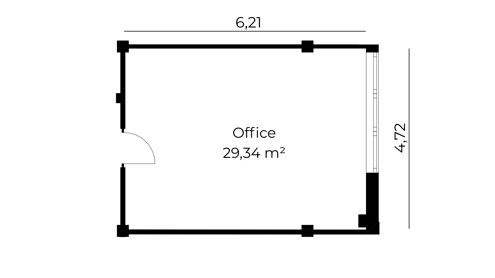 Grundriss Bürofläche 29 m²