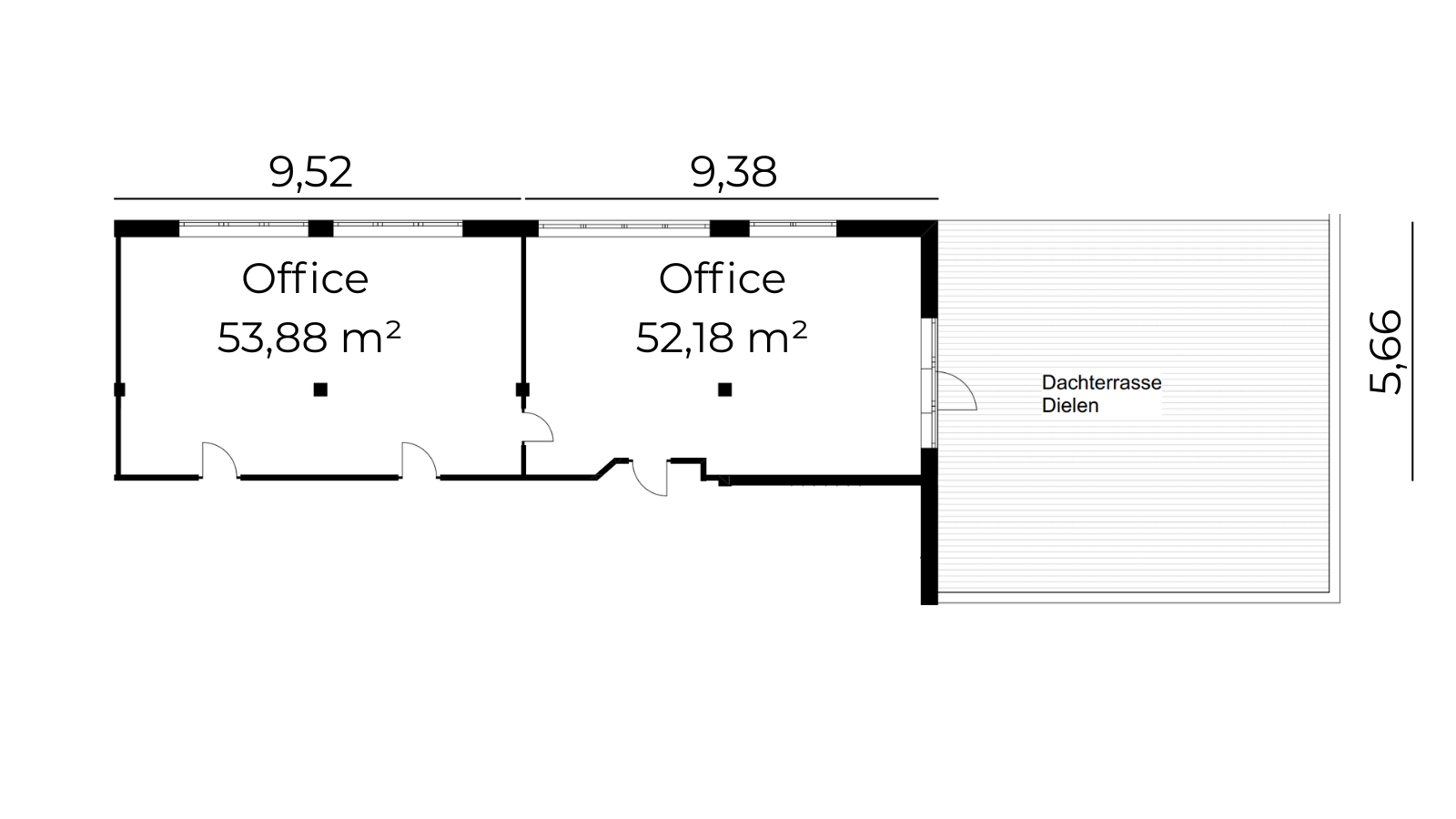 Grundriss Bürofläche 106 m²