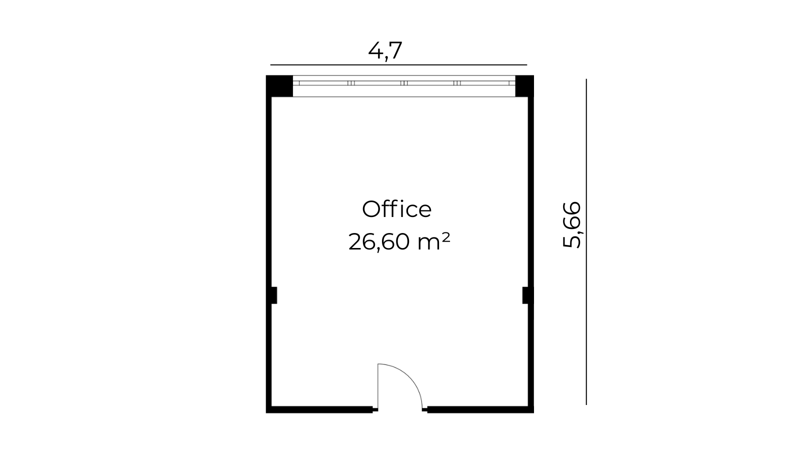 Grundriss Bürofläche 27 m²