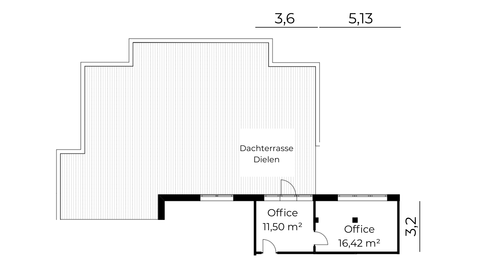 Grundriss Bürofläche 28 m²