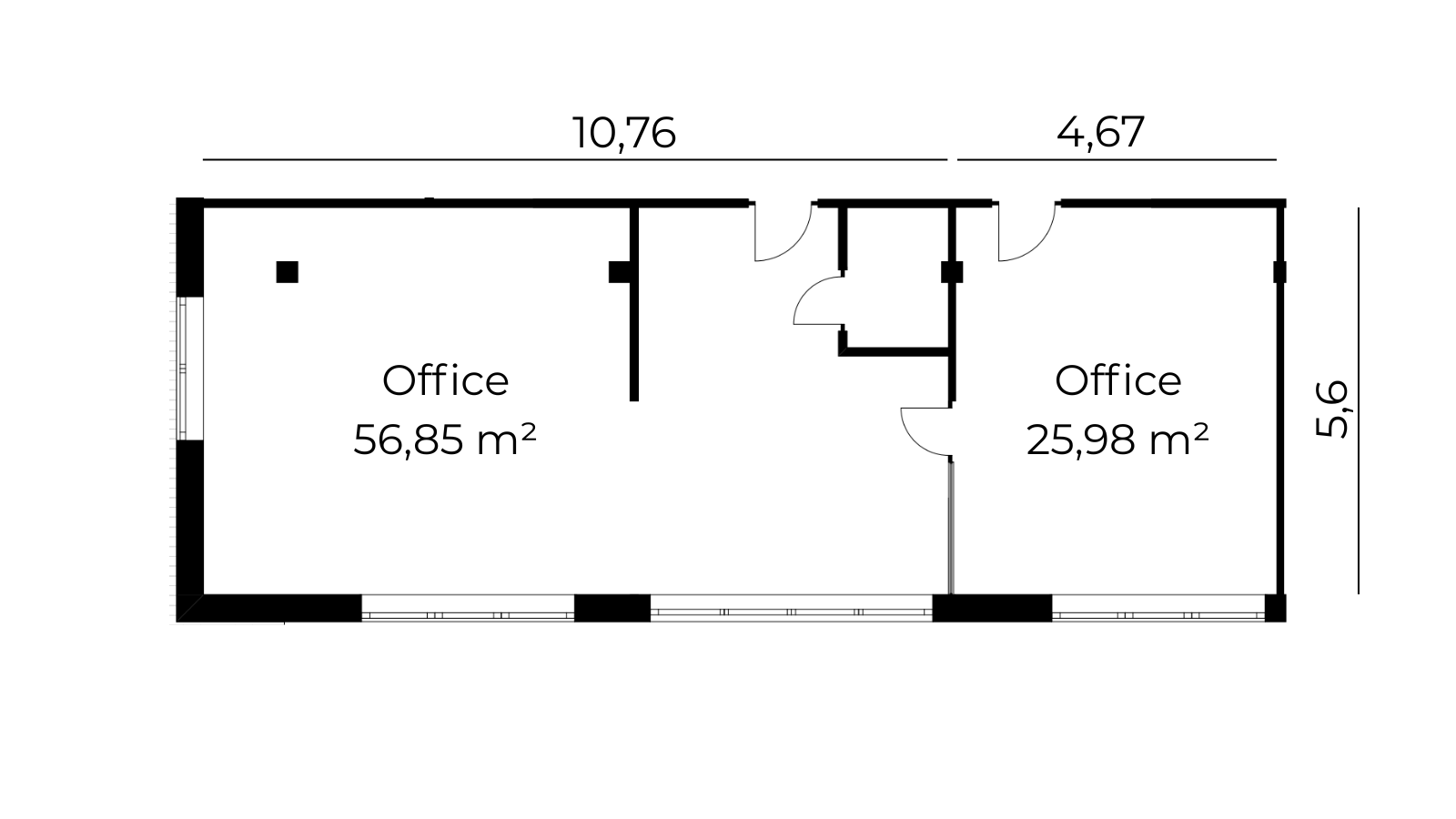 Grundriss Bürofläche 83 m²