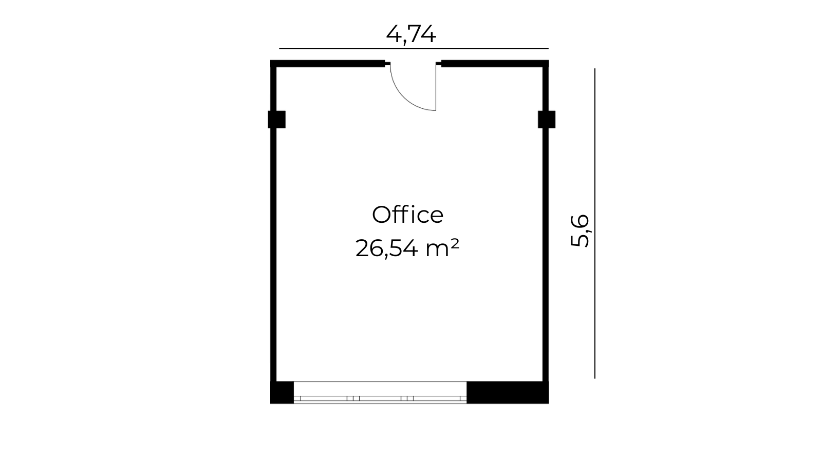 Grundriss Bürofläche 27 m²