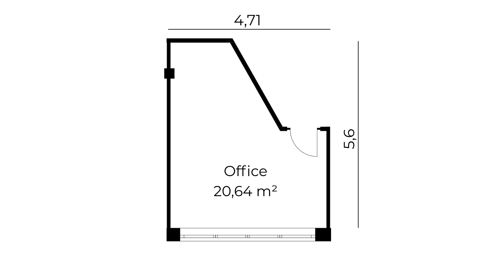 Grundriss Bürofläche 21 m²