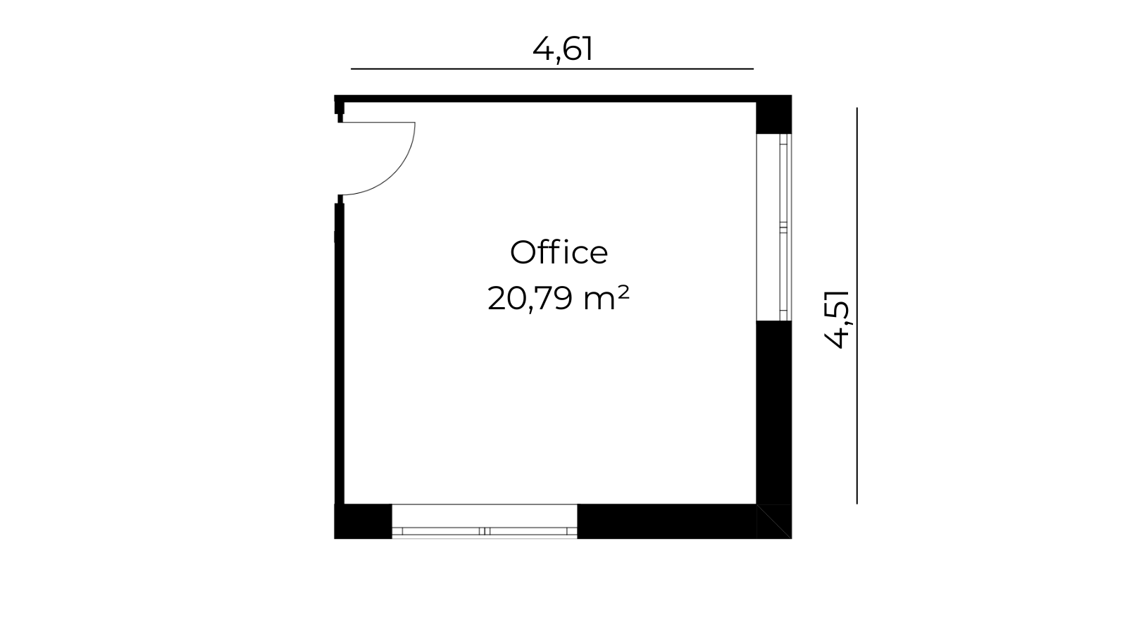 Grundriss Bürofläche 21 m²